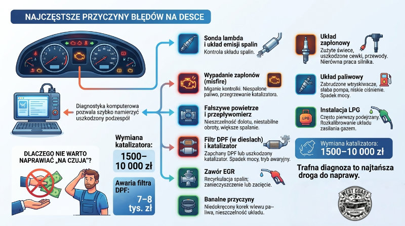 najczęstsze przyczyny błędów na desce rozdzielczej